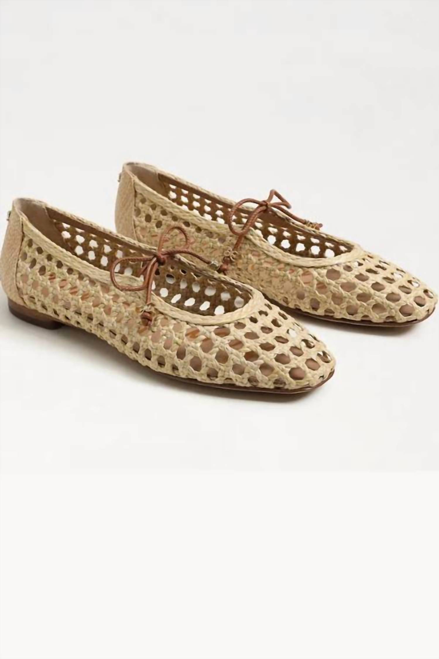 New Sam Edelman Women's Marcie Ballet Flat In Bleached Beechwood Weave